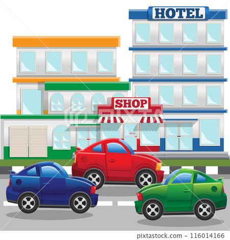 City landscape. Vector illustration. Isolated on white background. City landscape. Vector illustration. Isolated on white background. 116014166