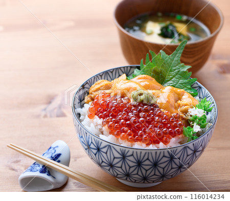 The best seafood bowl: Sea urchin and salmon roe bowl The best seafood bowl: Sea urchin and salmon roe bowl 116014234
