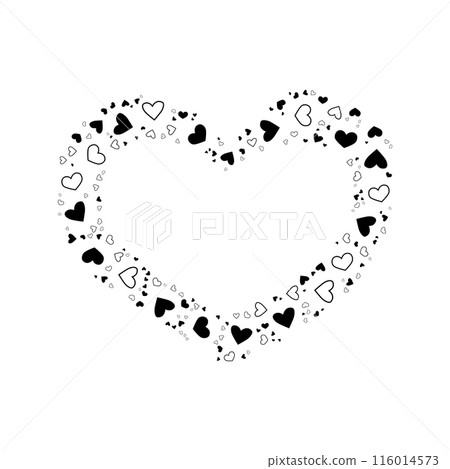 Black heart made of small hand drawn hearts 116014573
