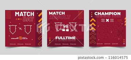 Set of modern sport match social media vector template 116014575