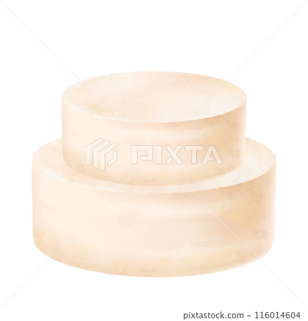 A delicate and delicious two-tiered hand-painted birthday cake. Vanilla sponge cake, a template. The cake in beige tones is ready for decoration for the holiday. Digital isolated illustration A delicate and delicious two-tiered hand-painted birthday cake. Vanilla sponge cake, a template. The cake in beige tones is ready for decoration for the holiday. Digital isolated illustration 116014604