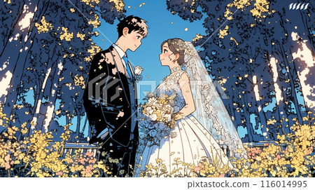 Wedding in the autumn leaves Wedding in the autumn leaves 116014995