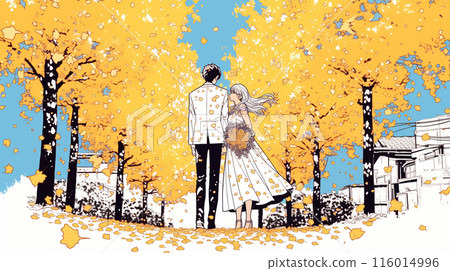 Wedding in the autumn leaves Wedding in the autumn leaves 116014996