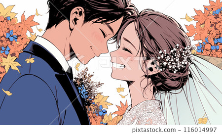 Wedding in the autumn leaves Wedding in the autumn leaves 116014997