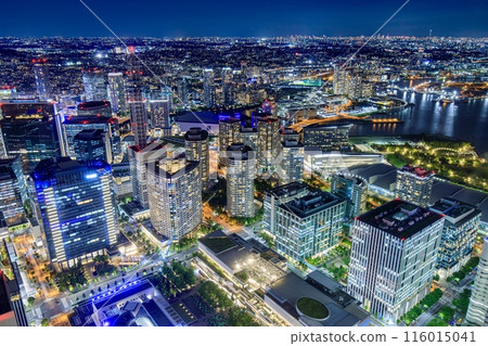 Night view of Minato Mirai from the observation deck of the Landmark Tower in Yokohama 116015041