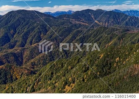 從小布希神嶽山頂眺望國志岳、金峰山和南阿爾卑斯山 從小布希神嶽山頂眺望國志岳、金峰山和南阿爾卑斯山 116015400