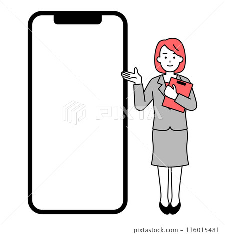 A large smartphone with a white screen and a man in a suit 116015481