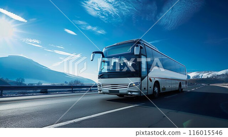 Image 03 of a tourist bus running Image 03 of a tourist bus running 116015546