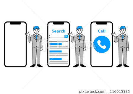 Large smartphone and suit man set 116015585