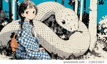 Giant Snake: Young Woman and Her Friends 116015837