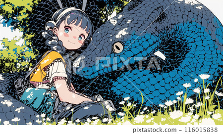 Giant Snake: Young Woman and Her Friends 116015838