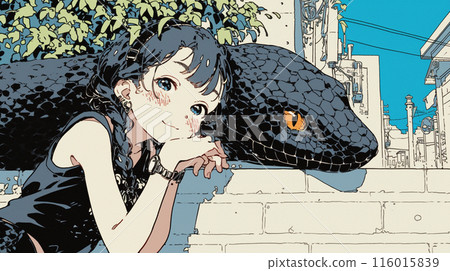 Giant Snake: Young Woman and Her Friends Giant Snake: Young Woman and Her Friends 116015839