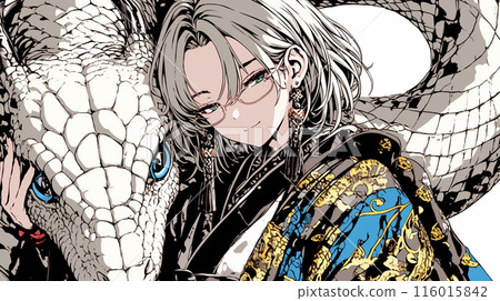 Giant Snake: Young Woman and Her Friends 116015842