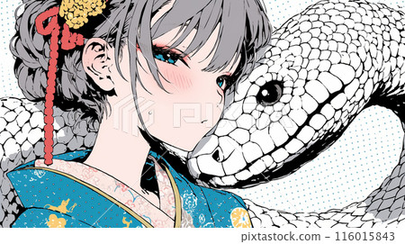 Giant Snake: Young Woman and Her Friends 116015843