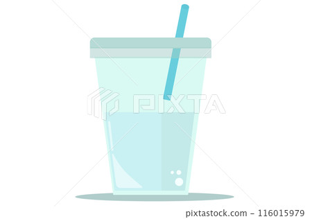 用吸管和杯子喝水。保濕。向量圖 116015979