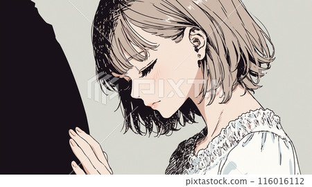 A young woman hugging her beloved man in sadness and despair A young woman hugging her beloved man in sadness and despair 116016112