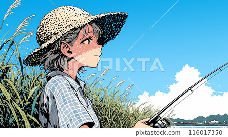 年輕女子釣魚 年輕女子釣魚 116017350