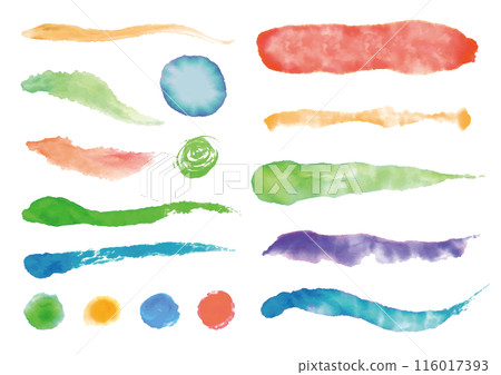 一套彩色水彩顏料日式圖像線和點 116017393