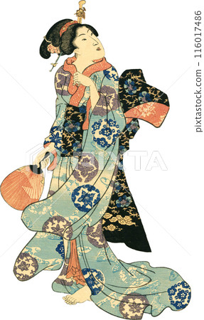 Ukiyo-e illustration woman Ukiyo-e illustration woman 116017486