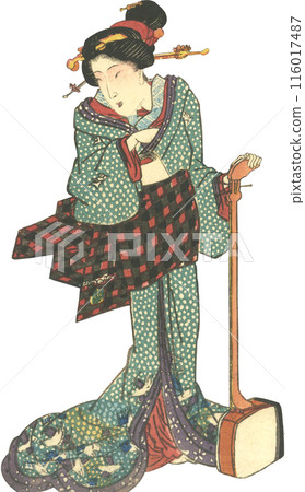 Ukiyo-e illustration woman 116017487