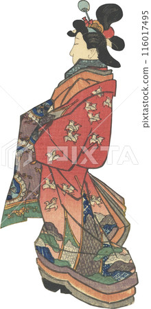 Ukiyo-e illustration woman 116017495
