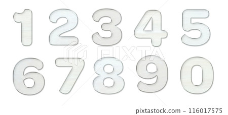 一組漆成白色、邊緣閃亮的木製數字 116017575