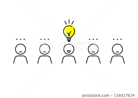 圖解說明只有一個人提出想法/答案的情況 - 適用於商業和教育環境的材料 116017624