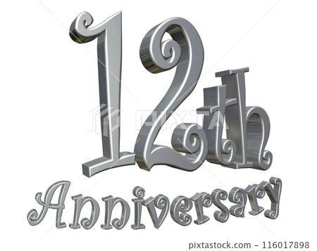 3DCG text "12th Anniversary" Silver, Silver 3DCG text "12th Anniversary" Silver, Silver 116017898