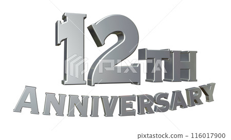 3DCG text "12th Anniversary" Silver, Silver 3DCG text "12th Anniversary" Silver, Silver 116017900