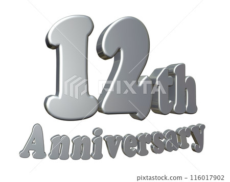 3DCG text "12th Anniversary" Silver, Silver 3DCG text "12th Anniversary" Silver, Silver 116017902