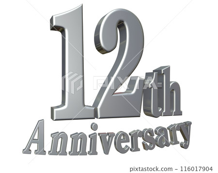 3DCG text "12th Anniversary" Silver, Silver 3DCG text "12th Anniversary" Silver, Silver 116017904