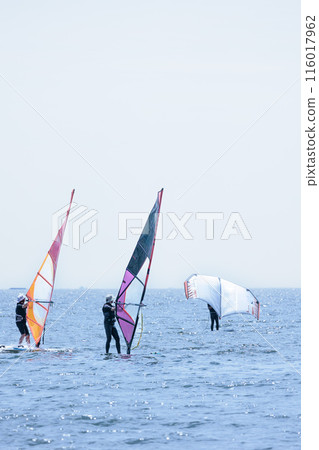 Windsurfing around the water in the refreshing breeze 116017962