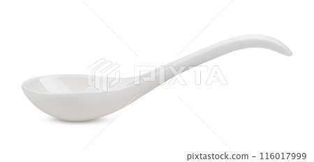white ceramic spoon iswolated on white background 116017999