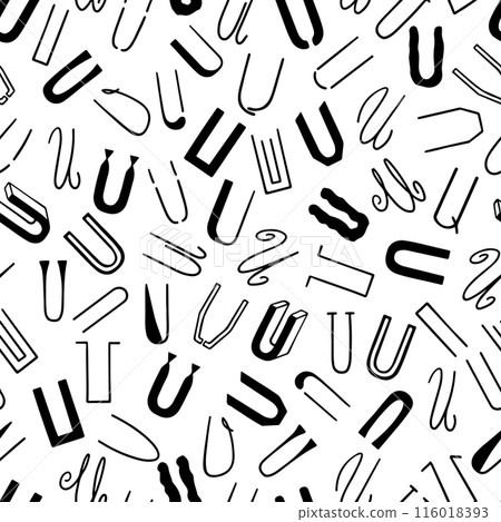 Black and white letter U seamless pattern, simple hand drawn letters. Black and white letter U seamless pattern, simple hand drawn letters. 116018393