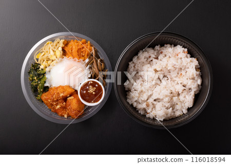 Chicken with chili sauce Bibimbap bento 116018594