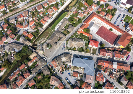 Aerial view to town  116018892