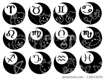 12 constellations simple icon moon and mark 12 constellations simple icon moon and mark 116018930