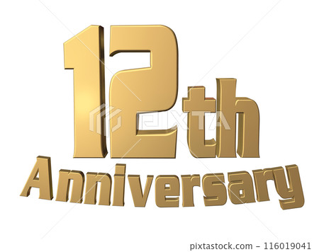 3DCG text "12th Anniversary" in gold 116019041