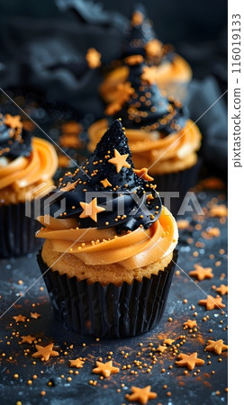 Bewitching Halloween Cupcakes with Spooky Starry Night Backdrop for Haunting Seasonal Bewitching Halloween Cupcakes with Spooky Starry Night Backdrop for Haunting Seasonal 116019133
