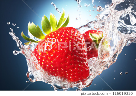 a ripe strawberry with water droplets a ripe strawberry with water droplets 116019330