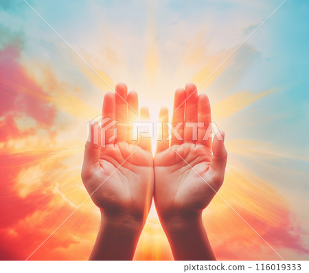 human open empty hands over blurred background 116019333