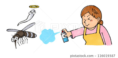 家庭主婦使用殺蟲劑消滅蚊子 116019387