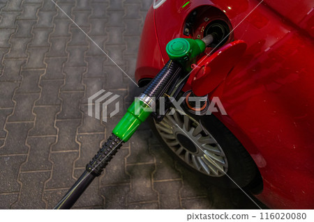 Filling the car with gasoline at gas station. 116020080