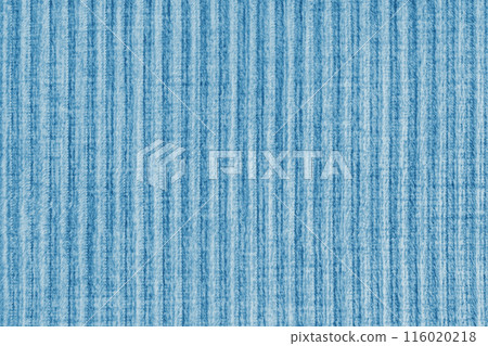 Ridge texture background of velour corduroy blue cloth. Large ribbed, coarse weaving fabric 116020218