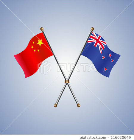 China and New Zealand flags relations China and New Zealand flags relations 116020649