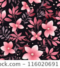 bloom blossom, pink, pollen, leaves Flowers seamless pattern 116020691