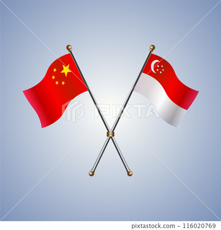 China and Singapore flags relations 116020769