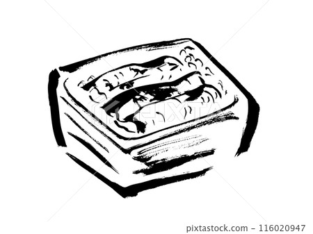 Hand-drawn Japanese-style brush illustration material of Unagi-ju (white-grilled eel) 116020947