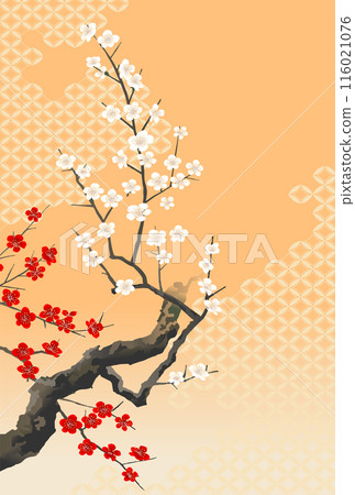 Plum Blossoms: Red and White Plum Blossoms, Shippou, Orange 116021076