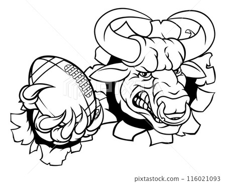 Bull Minotaur Longhorn Cow Football Mascot Cartoon 116021093